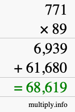 How to calculate 771 times 89 using long multiplication