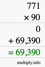 How to calculate 771 times 90 using long multiplication