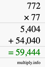 How to calculate 772 times 77 using long multiplication