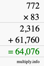 How to calculate 772 times 83 using long multiplication
