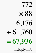 How to calculate 772 times 88 using long multiplication