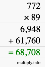 How to calculate 772 times 89 using long multiplication
