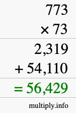 How to calculate 773 times 73 using long multiplication