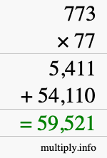 How to calculate 773 times 77 using long multiplication