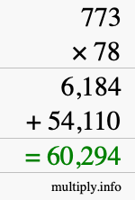 How to calculate 773 times 78 using long multiplication
