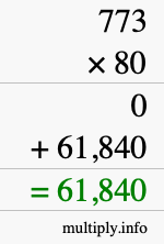 How to calculate 773 times 80 using long multiplication