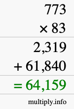 How to calculate 773 times 83 using long multiplication