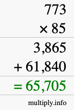 How to calculate 773 times 85 using long multiplication How to calculate 773 times 85 using long multiplication