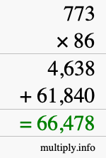 How to calculate 773 times 86 using long multiplication