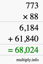 How to calculate 773 times 88 using long multiplication