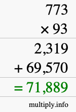 How to calculate 773 times 93 using long multiplication