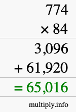 How to calculate 774 times 84 using long multiplication