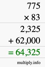 How to calculate 775 times 83 using long multiplication