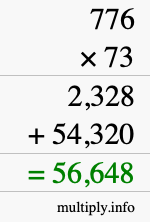 How to calculate 776 times 73 using long multiplication