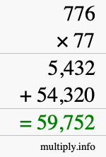 How to calculate 776 times 77 using long multiplication