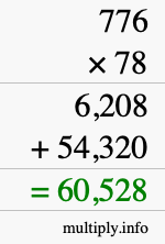 How to calculate 776 times 78 using long multiplication