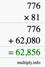 How to calculate 776 times 81 using long multiplication