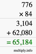 How to calculate 776 times 84 using long multiplication How to calculate 776 times 84 using long multiplication