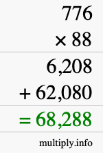 How to calculate 776 times 88 using long multiplication
