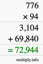 How to calculate 776 times 94 using long multiplication