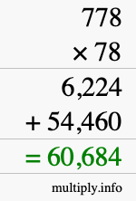 How to calculate 778 times 78 using long multiplication