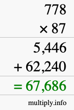 How to calculate 778 times 87 using long multiplication