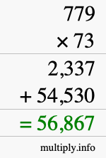 How to calculate 779 times 73 using long multiplication