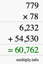 How to calculate 779 times 78 using long multiplication