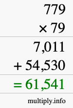 How to calculate 779 times 79 using long multiplication