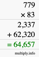 How to calculate 779 times 83 using long multiplication