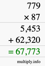 How to calculate 779 times 87 using long multiplication