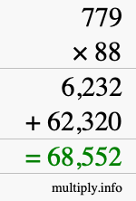 How to calculate 779 times 88 using long multiplication