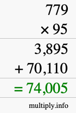 How to calculate 779 times 95 using long multiplication