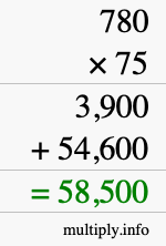 How to calculate 780 times 75 using long multiplication How to calculate 780 times 75 using long multiplication