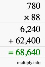 How to calculate 780 times 88 using long multiplication