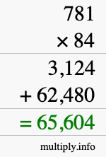 How to calculate 781 times 84 using long multiplication How to calculate 781 times 84 using long multiplication
