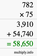 How to calculate 782 times 75 using long multiplication How to calculate 782 times 75 using long multiplication