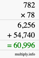 How to calculate 782 times 78 using long multiplication