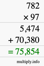 How to calculate 782 times 97 using long multiplication