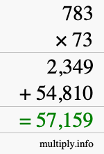 How to calculate 783 times 73 using long multiplication