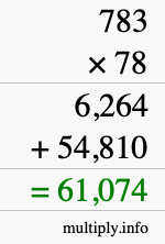 How to calculate 783 times 78 using long multiplication