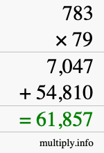 How to calculate 783 times 79 using long multiplication