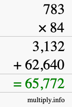 How to calculate 783 times 84 using long multiplication How to calculate 783 times 84 using long multiplication