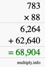 How to calculate 783 times 88 using long multiplication