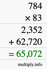 How to calculate 784 times 83 using long multiplication