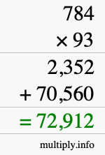 How to calculate 784 times 93 using long multiplication