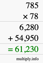 How to calculate 785 times 78 using long multiplication
