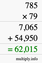 How to calculate 785 times 79 using long multiplication