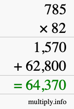 How to calculate 785 times 82 using long multiplication How to calculate 785 times 82 using long multiplication