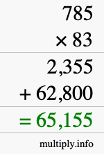 How to calculate 785 times 83 using long multiplication